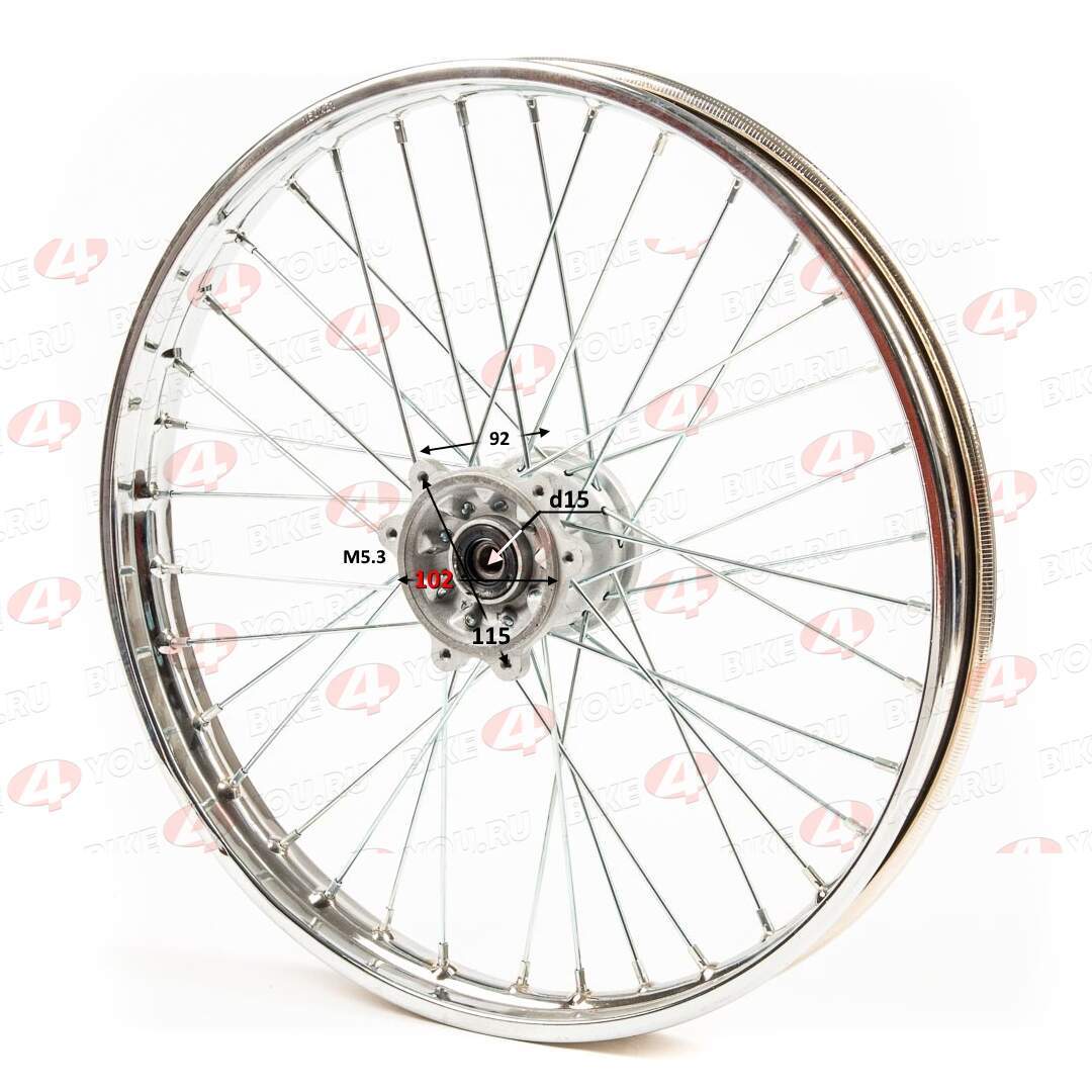 Обод передний 21" (1,60-R21 d=15mm) сталь/хром 6x115x102